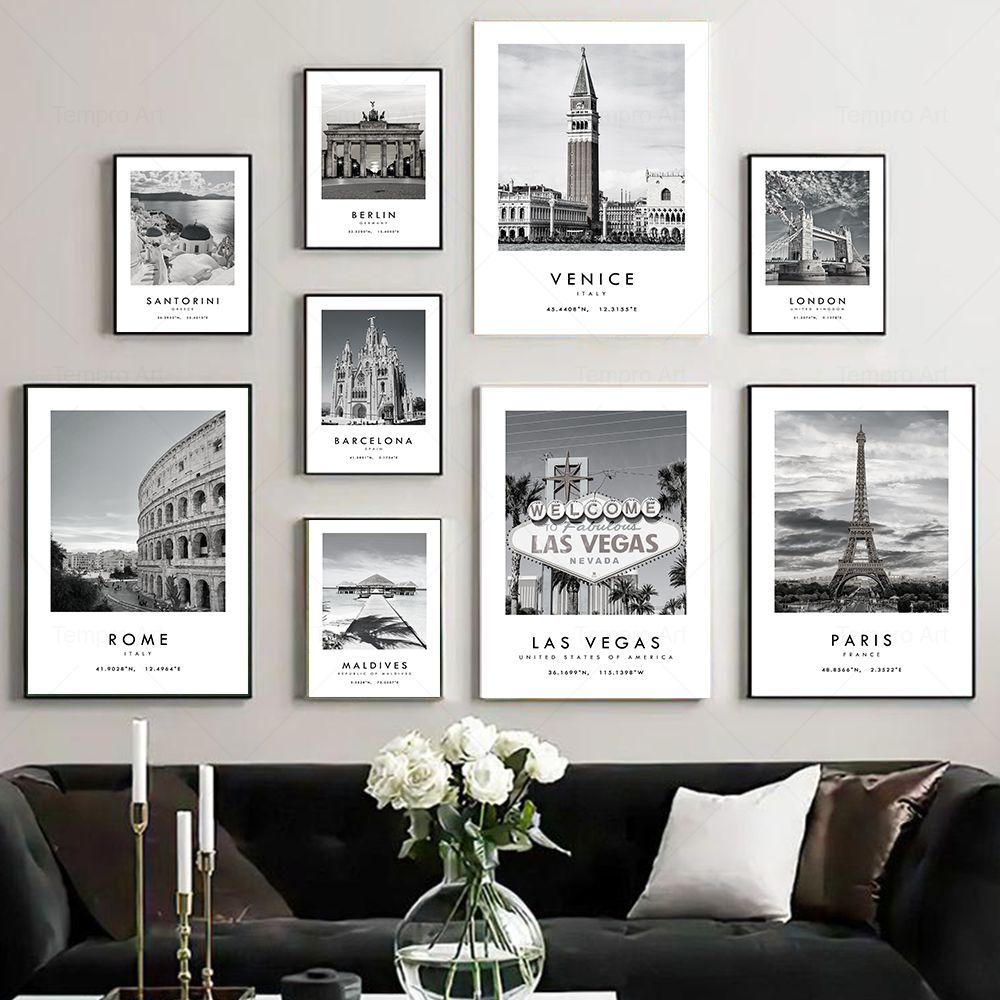 Star Map Poster - Czarny Biały Miasto Fotografia Podróżnicza Plakat