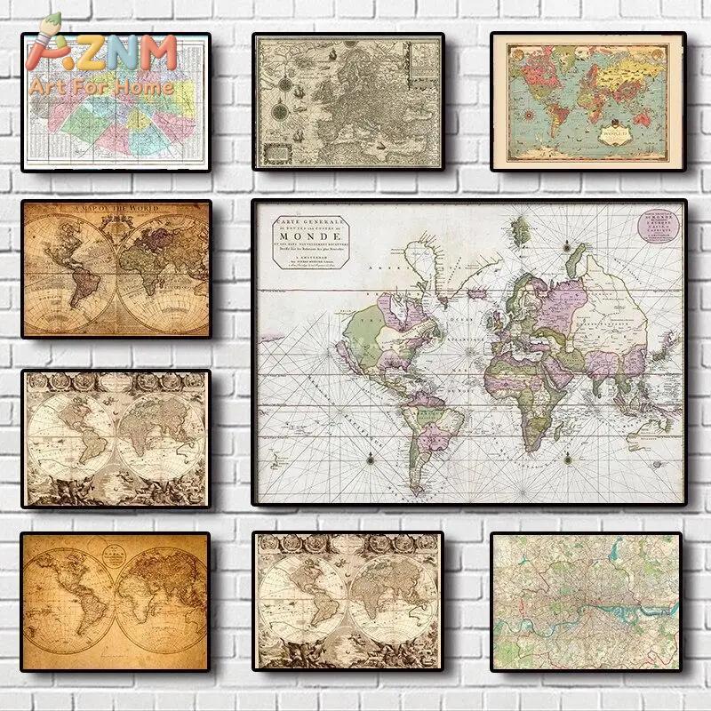 Star Map Poster - Obraz na płótnie w stylu vintage